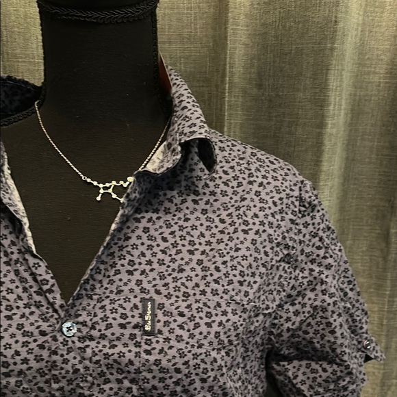 Ben Sherman Blue Casual Button Down Shirt with Pattern - Picture 3 of 4